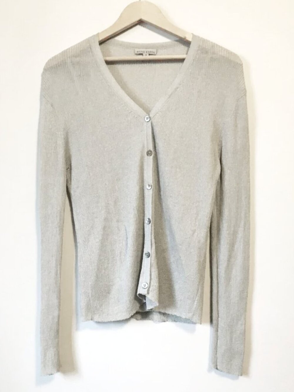 Vintage Set Anne Klein USA Made Silvery Button Down Cardigan & Camisole Set - S